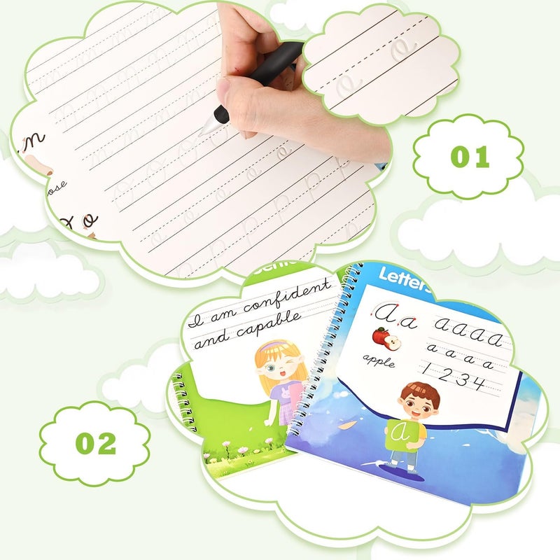 AALGO Grooved Cursive Handwriting Workbook,Reusable Cursive Writing Practice Book with Disappearing Ink,Cursive Calligraphy Kit,Magic Cursive Handwriting Practice for Kids and Beginners - Image 5